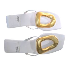 Jeffrey Campbell White Gold Linques 2 Flip Flop..Size 8